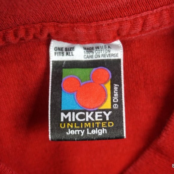 Mickey Mouse Jerry Leigh Box Logo Big Graphic T-Shirt OSFA Red Disney - Picture 5 of 10